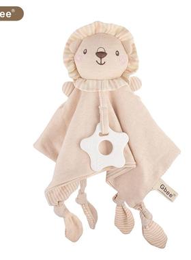 Gbee有机棉安抚巾彩棉新生儿玩具牙胶宝宝安抚摇铃风铃婴儿口水巾