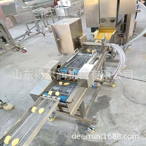 小型牛肉饼淋浆机 薯饼上浆上糠生产线 多种形状可选 模具可更换