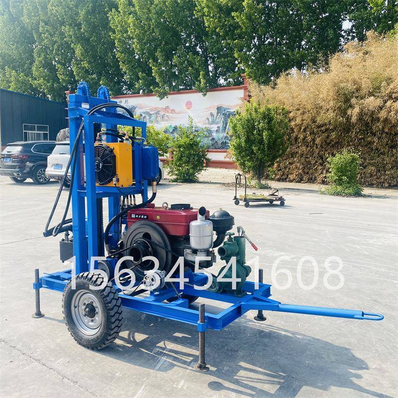 牵引轮柴油液压打井机动力强家用水井钻机工程桩孔钻井设备