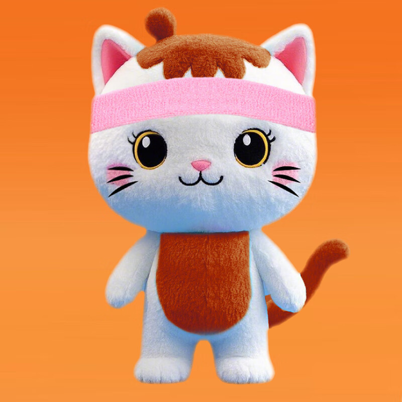 梦中情猫毛绒玩具公仔儿童生日礼物女孩猫咪女友抱枕橙粉发带组合