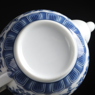 青花瓷陶瓷单壶中式 茶壶功夫茶具经典 白瓷客厅水壶泡茶壶家用复古