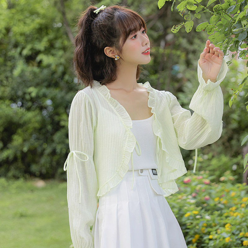 薄款绿色防晒衣外搭女夏季2023新款配吊带裙子小披肩罩衫开衫外套,女装/女士精品,短外套,淘宝优惠券,粉丝福利购,淘宝优惠卷