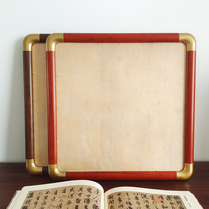 2530款新中式仿铜角国画框国画书法宣纸卡纸实木圆角装裱画框工厂