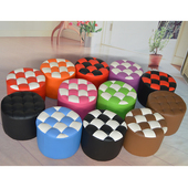 凳 店圆墩换鞋 沙发凳子方格圆皮墩实木小皮凳茶几凳穿鞋 凳矮凳服装