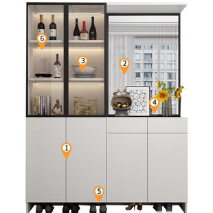实木入户玄关柜一体客厅进家用阻断柜轻奢玻璃风酒柜屏风储物柜子