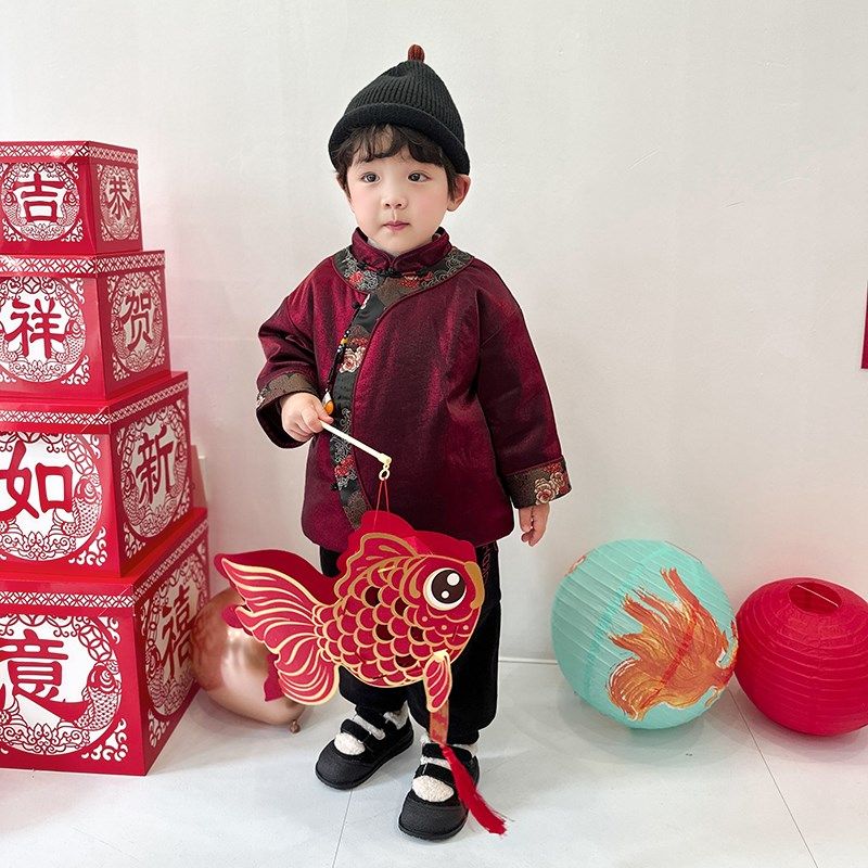 阿小轩童装2024冬季新款儿童喜庆新年唐装汉服男童中式拜年棉服,童装/婴儿装/亲子装,汉服,淘宝优惠券,粉丝福利购,淘宝优惠卷