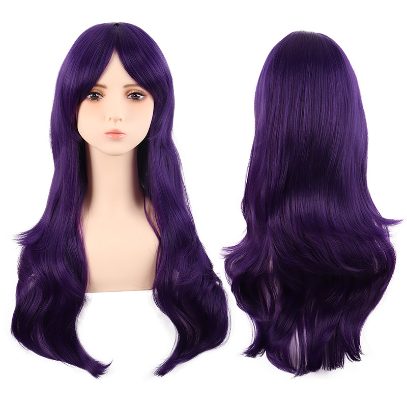 潼漫 cos假发女微卷长发动漫高温丝深紫暗紫色斜刘海万用70cm头套,美发护发/假发,演出假发,淘宝优惠券,粉丝福利购,淘宝优惠卷