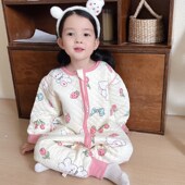 儿童睡袋春秋款 纯棉分腿婴儿连体睡衣女宝宝防踢被子秋冬加厚女童