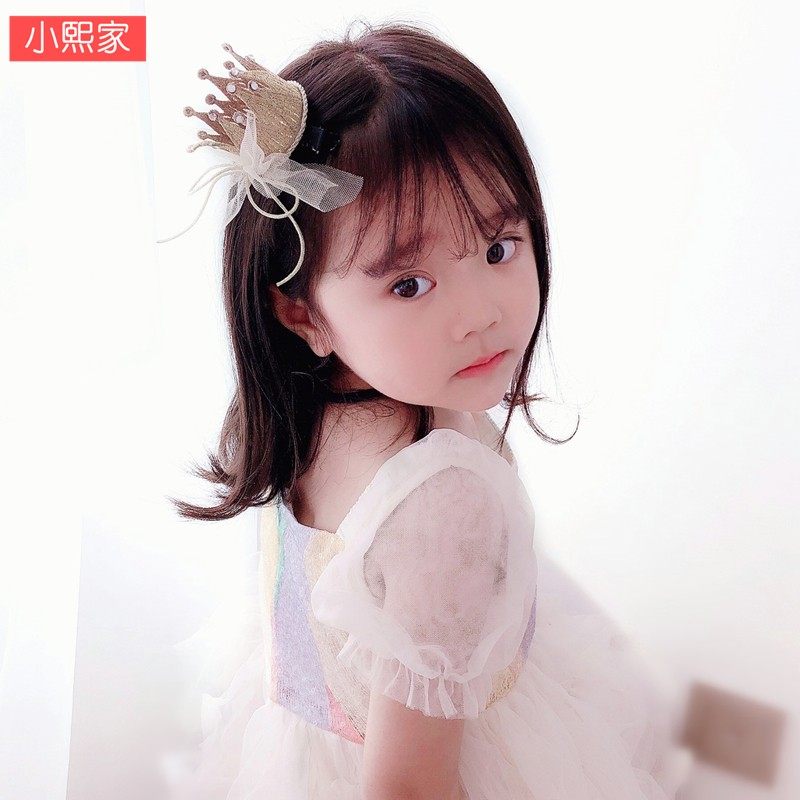 韩国儿童皇冠发夹公主发卡发饰女孩生日头饰品学生宝宝蝴蝶结顶夹