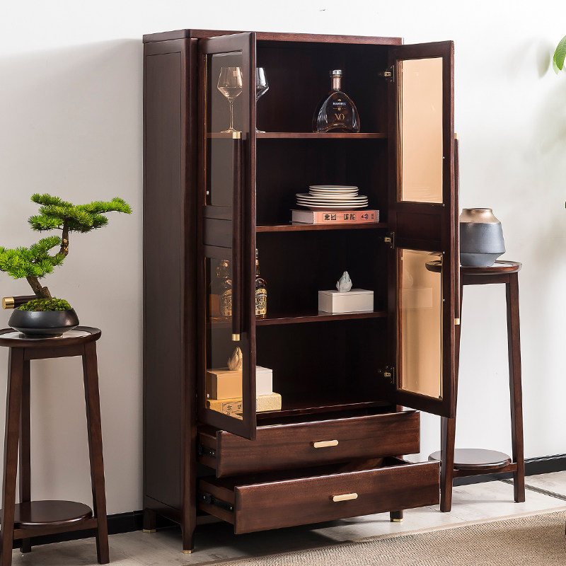 新中式全实木电视柜高柜酒柜组合乌金木客厅电视背景墙柜一体边柜,住宅家具,电视柜,淘宝优惠券,粉丝福利购,淘宝优惠卷
