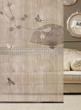 异色隔断帘屏风帘软屏风软隔断挂屏挂屏软帘卷帘玄关0568扇子蝴蝶