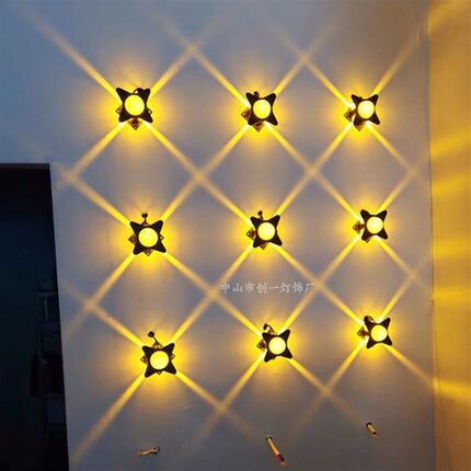 LED十字星光灯防水RGB七彩点光源外墙楼体亮化广告牌背景装饰壁灯