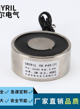 YR-P49/21电吸盘 吸力45KG直流吸盘式电磁铁 DC12V/24V长时间通电