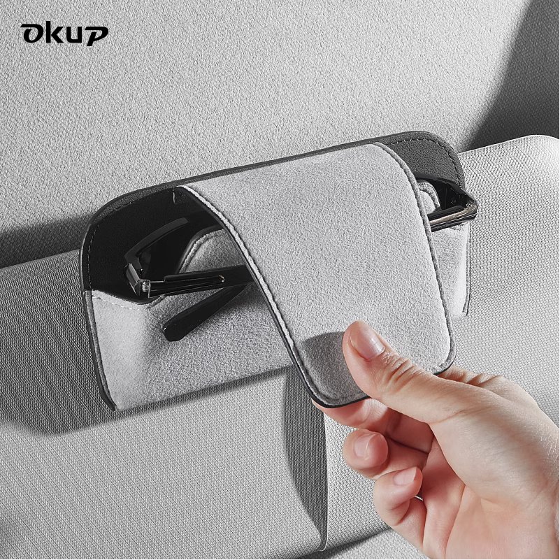 车载眼镜夹遮阳板太阳镜收纳汽车挡板夹翻毛皮车内装饰车用墨镜盒