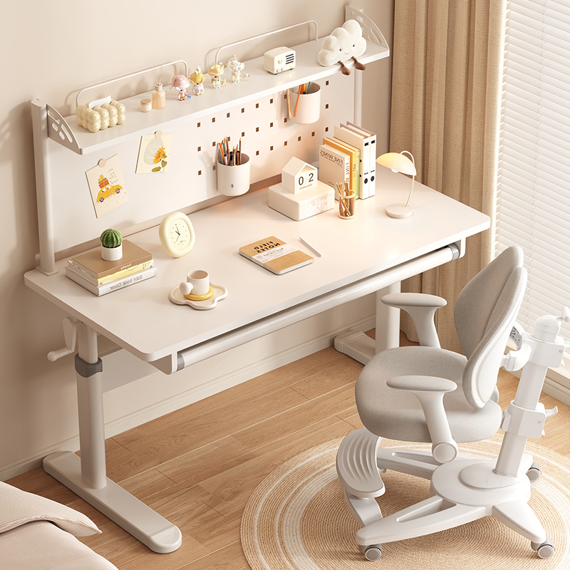 儿童学习桌实木可升降小学生家用书桌卧室写字作业桌子课桌椅套装