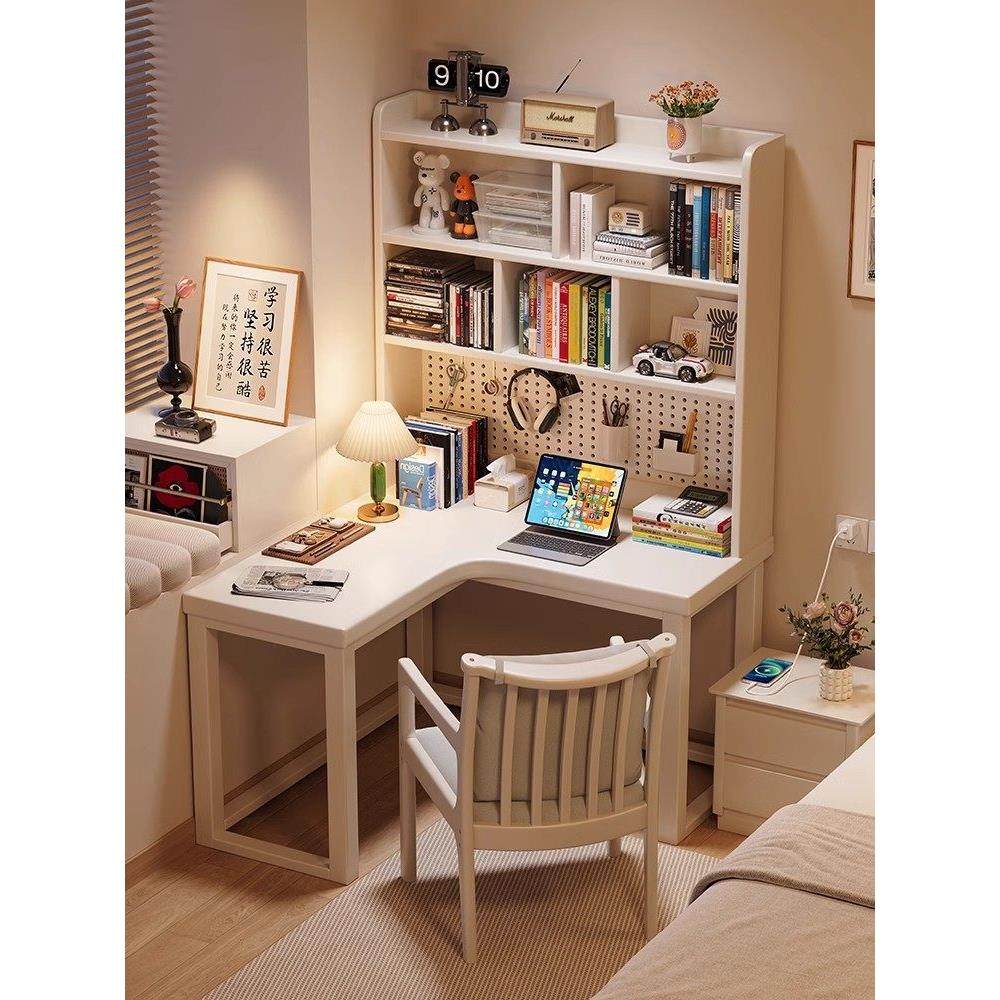 实木转角书桌书架一体家用卧室拐角L型靠墙学习桌带洞洞板电脑桌,住宅家具,电脑桌,淘宝优惠券,粉丝福利购,淘宝优惠卷