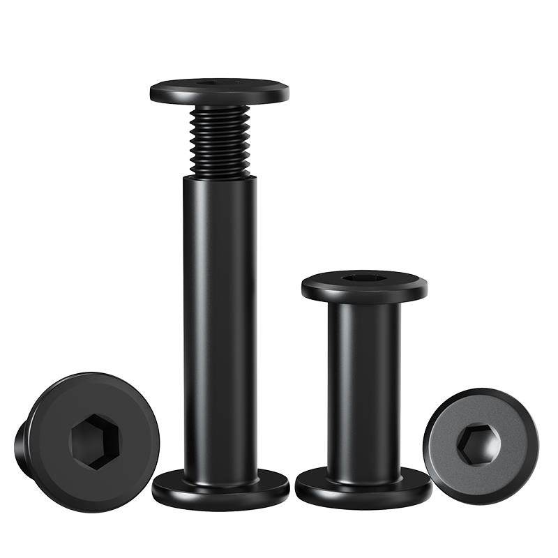 黑色304不锈钢锁紧胶合板螺母套斜角内六角家具螺钉M2-M8