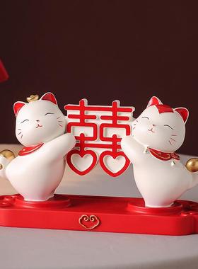 天作之合如意猫摆件文创婚礼结婚订婚新婚送新娘女友闺蜜新人礼物