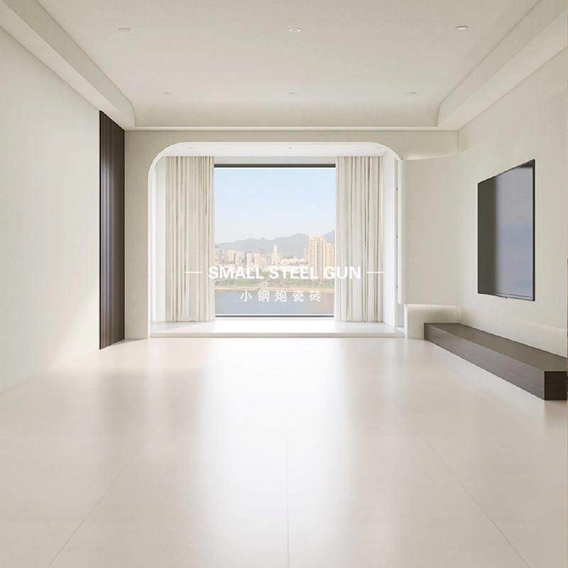 法式奶油白色800x800微水泥客厅瓷砖 亮光哑光柔光通体超白胚地砖