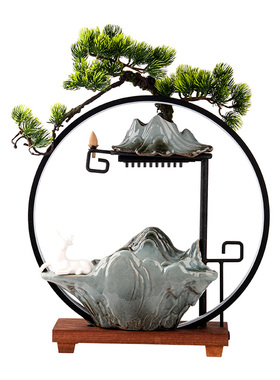 禅意假山喷泉流水摆件中式家居客厅办公室雾化加湿器乔迁新居礼品