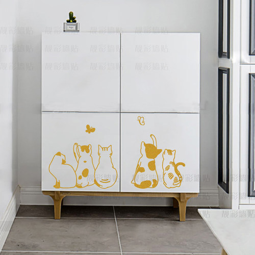 可爱猫咪背影创意贴画镜子宠物店厨房玻璃门衣柜房间装饰墙贴纸