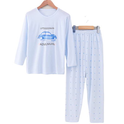 竹纤维儿童睡衣套装夏季薄款长袖裤空调服男女童中大童家居服睡衣