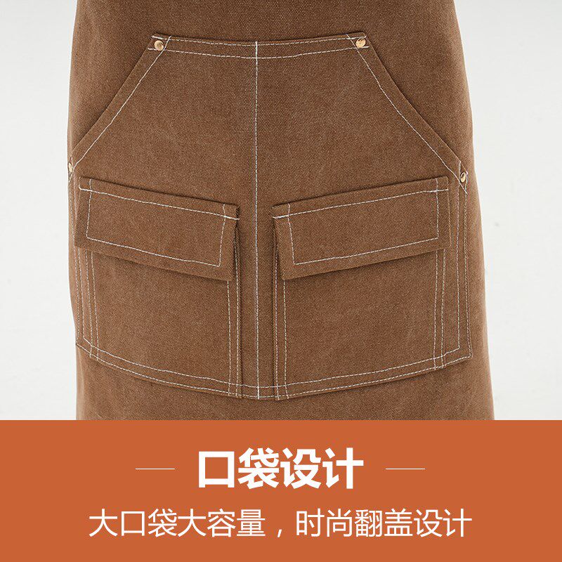 防水加厚男士帆布工作服围裙女时尚咖啡师奶茶店餐饮牛仔定制logo