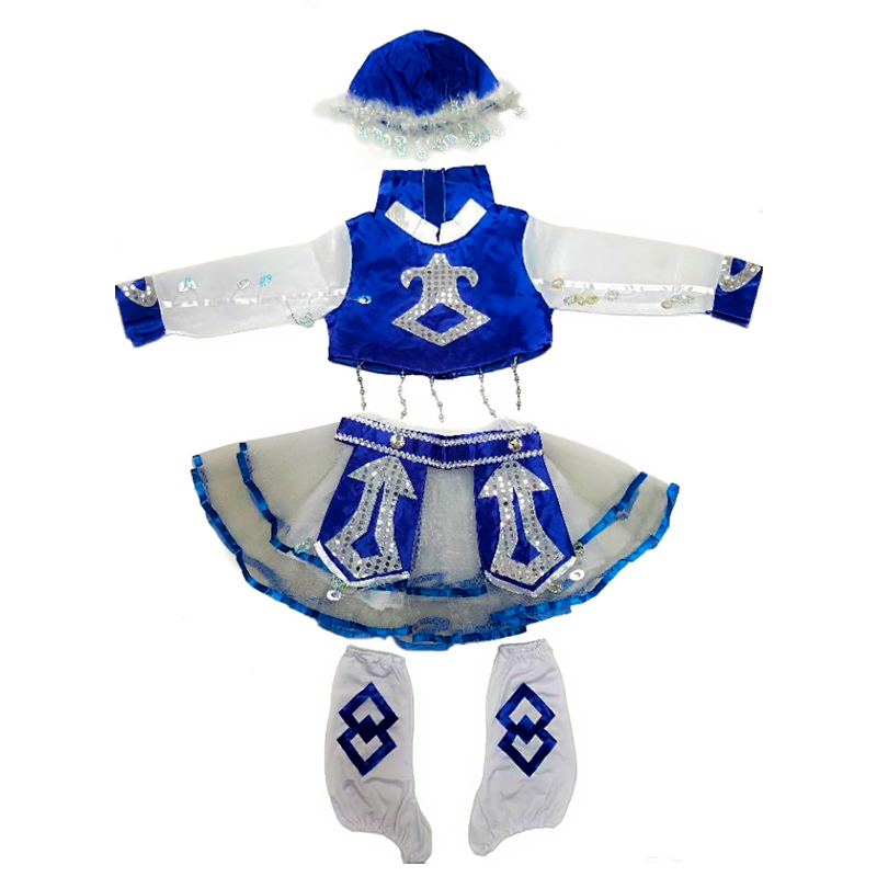 六一小荷风采草原欢歌舞蹈服儿童蓝色蒙古族演出服幼儿舞台表演服