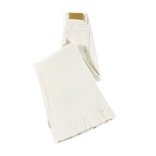 白色微喇叭牛仔裤女加绒加厚2024年冬季弹力梨形身材宽松阔腿裤子