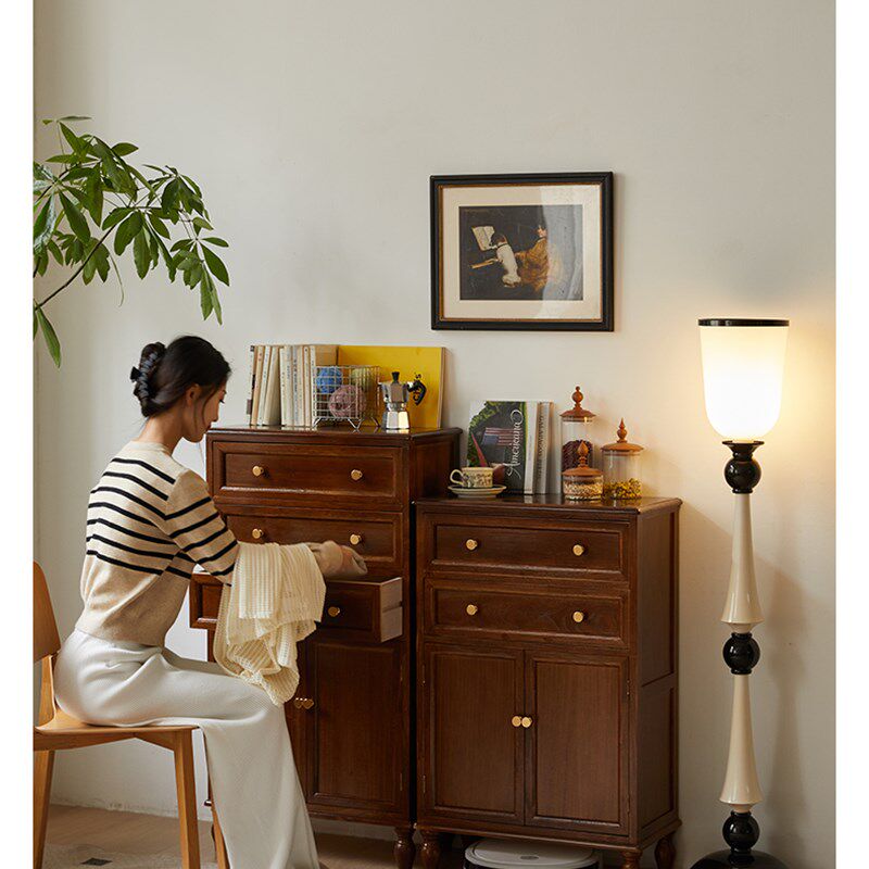 美式实木斗柜收纳柜客厅靠墙电视柜边柜主卧室床尾奶油风储物柜子