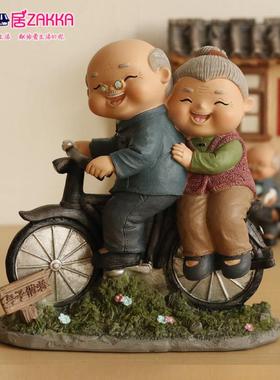 创意老头老太太酒柜客厅家居装饰品卧室小摆件爷爷奶奶白头偕老人