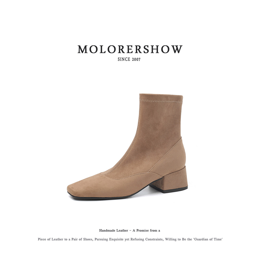 MOLORERSHOW时尚瘦瘦靴粗跟