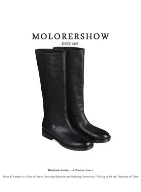 MOLORERSHOW【慵懒骑士】时装靴黑色直筒靴骑士女靴百搭秋冬女鞋