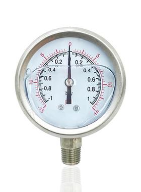 供充油耐震压力真空表不锈钢压力表全钢压力表YNZ-60BF-1~0~1bar