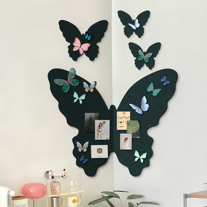 蝴蝶毛毡墙贴照片墙背景板软木板墙面展示板留言板挂墙背景墙装饰