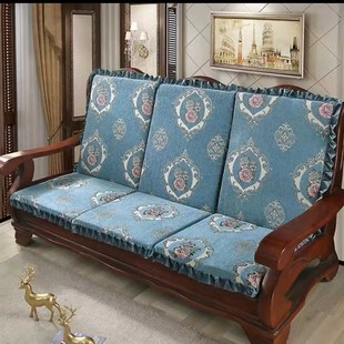 实木沙发坐垫加厚带靠背红木沙发垫四季 木质椅垫拆洗 通用联邦老式