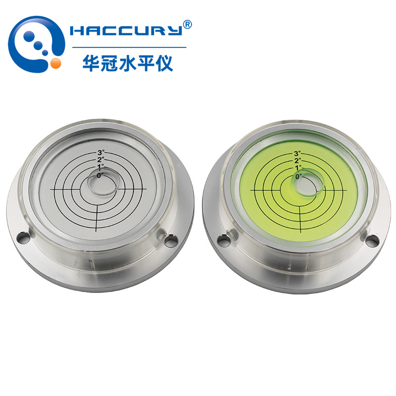 圆形铝合金工程机械水平仪带保护盖内刻线水平泡珠三一吊车水准器