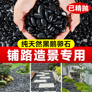天然鹅卵石黑色雨花石头原石庭院铺地花园挡土石围边鱼缸造景