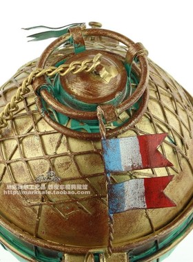 复古铁皮装饰模型摆件 18世纪法国热气球酒吧西餐厅吊挂家居装饰