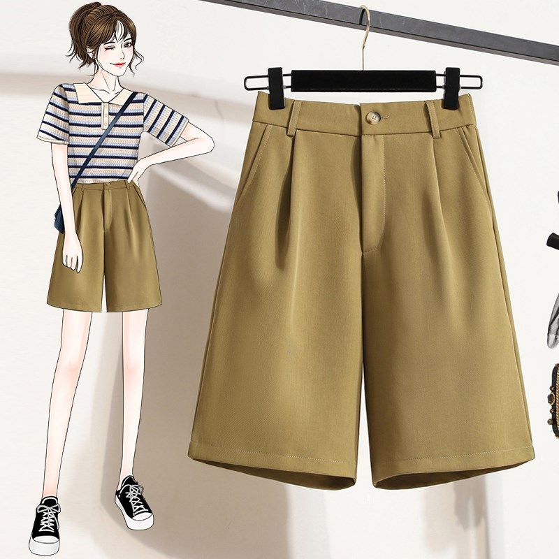 秋冬大码女装200斤垂感西装短裤女显瘦胖mm梨形身材五分阔腿中裤,女装/女士精品,大码裤装,淘宝优惠券,粉丝福利购,淘宝优惠卷