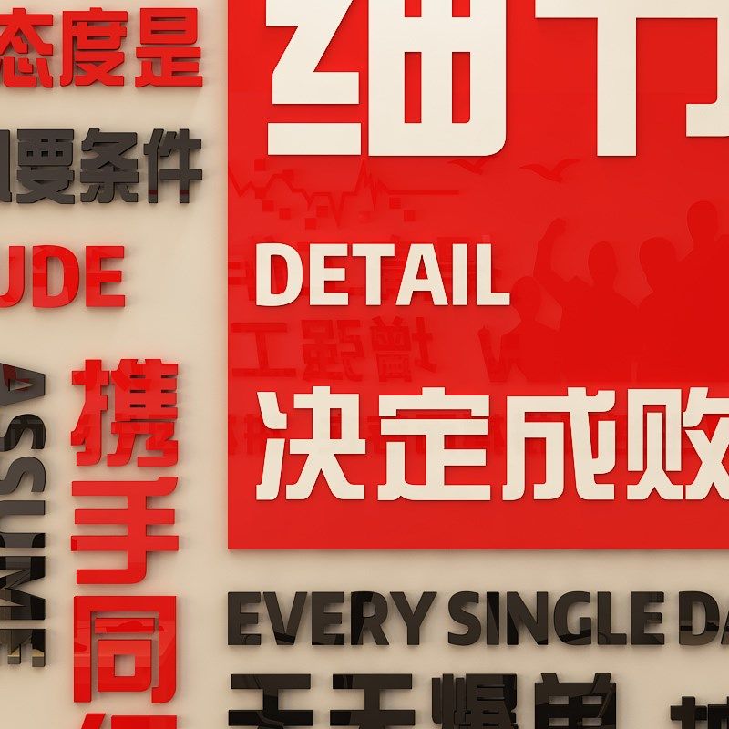 员工公司会议办公室激励志企业团队文化墙贴亚克力3d立体文字贴纸,家居饰品,文化墙贴,淘宝优惠券,粉丝福利购,淘宝优惠卷