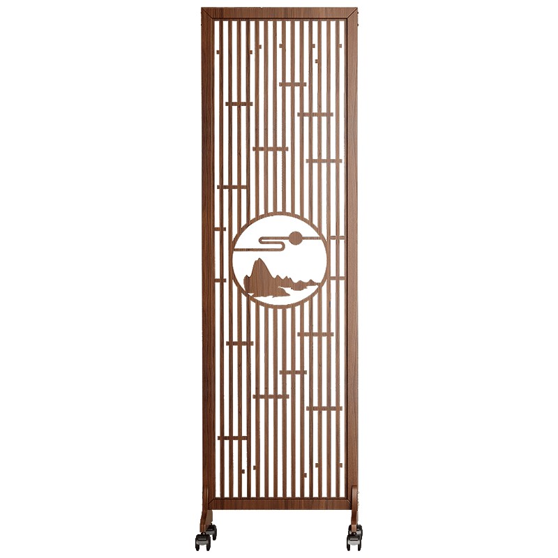 中式折叠移动山水屏风办公室玄关简约木质隔断客厅家用遮挡折屏