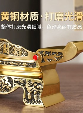 纯黄铜招财进宝地主贡台铜酒杯茶杯座圣水杯净水杯底座贡台摆件