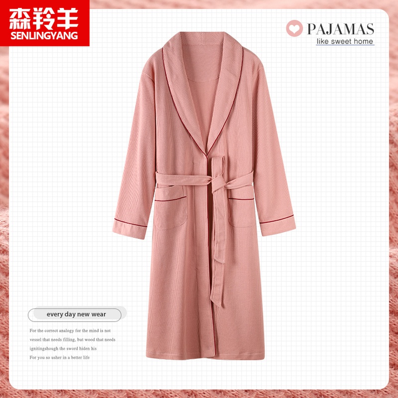 2022年新款睡袍女春秋季纯棉长袖浴袍睡衣女士春薄款全棉浴衣晨袍