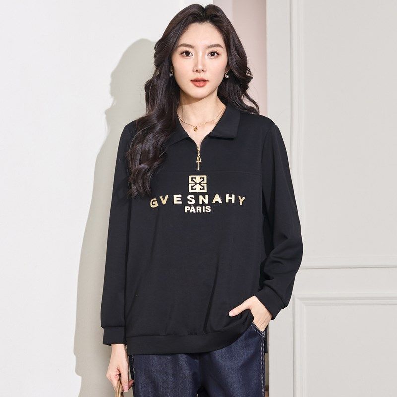 大码女装200斤胖mm秋季新款时尚休闲上衣胖妹妹宽松显瘦长袖T恤衫