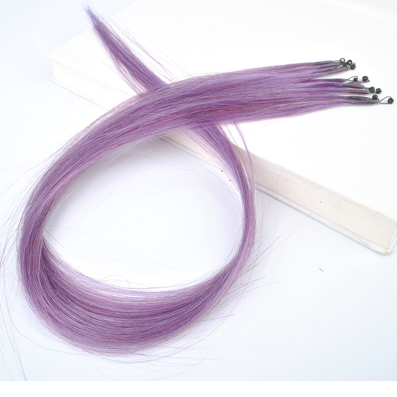 真人发丝8D无痕彩色挑染接发假发片接头发自己接可造型做卷薄藤紫