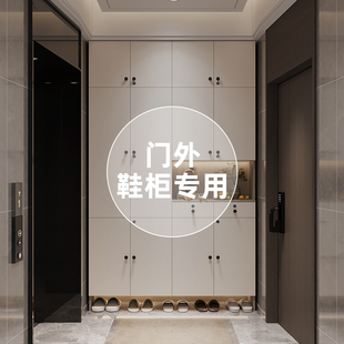 电梯入户门口鞋柜室外过道新款实木家用玄关储物一体门外走廊柜