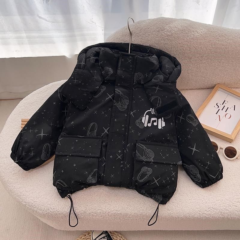 男童羽绒服中长款宝宝冬季外套保暖反光红色连帽2024新款男孩冬装