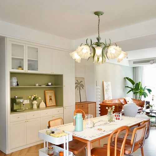 法式田园客厅吊灯创意网红铃兰花朵灯美式乡村复古灯具餐厅卧室灯