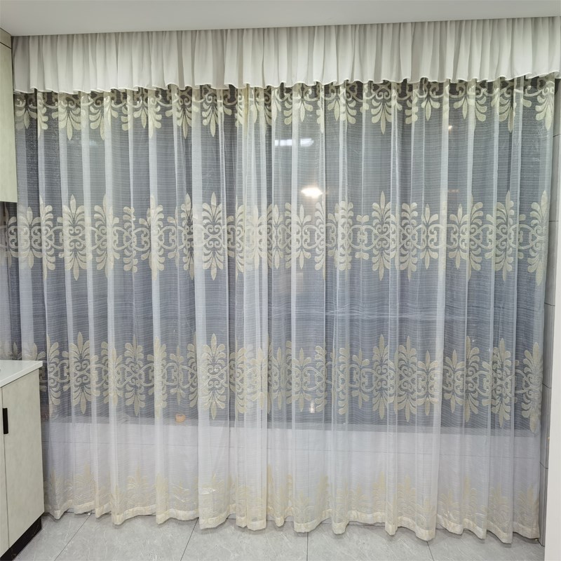 简约窗帘自粘帘头门帘免打孔魔术贴橱柜遮挡半帘短帘眉素白色纱帘